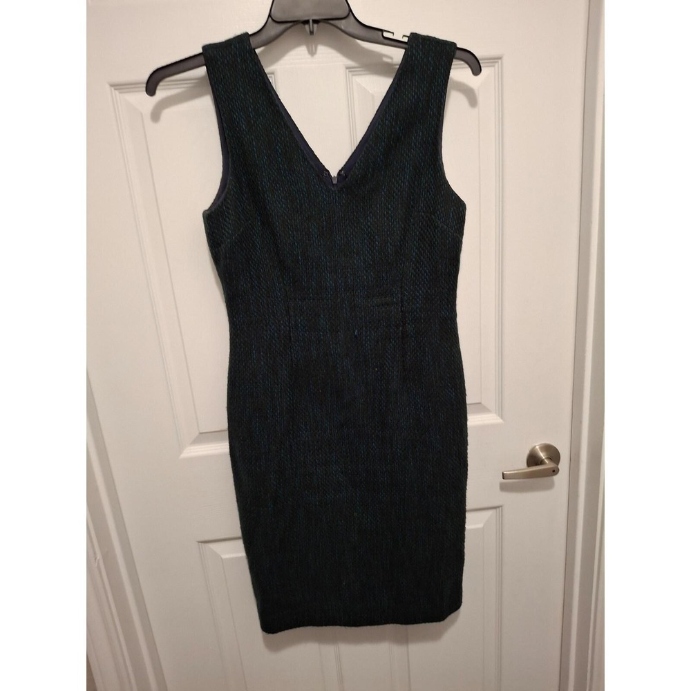 3/$15 Banana‎ Republic Dark Academia Sz 6 Teal Black Tweed Sleeveless Dress